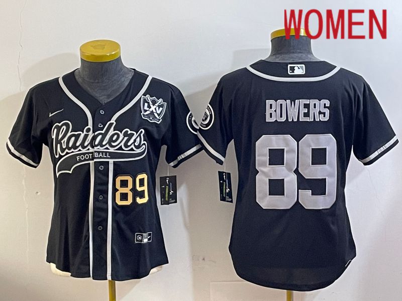 Women Oakland Raiders #89 Bowers Black Joint Name 2024 Nike Limited NFL Jersey style 3